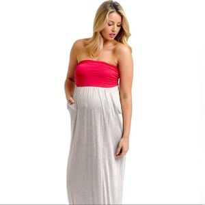 Pinkblush Dresses - Pinkblush Fuchsia Grey Colorblock Strapless Maxi Pinkblush Dresses - Pinkblush Fuchsia Grey Colorblock Strapless Maxi